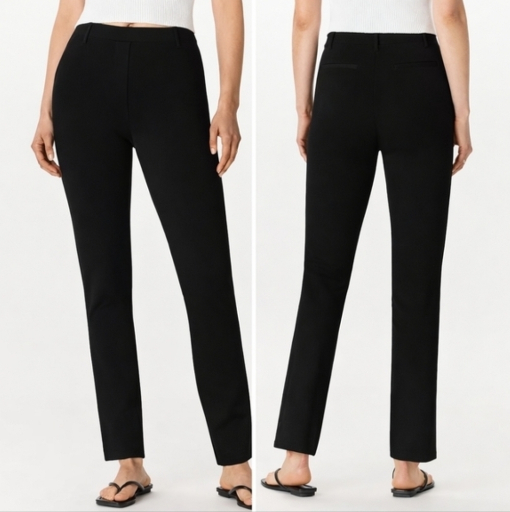 Quince Ultra Stretch Ponte Straight Leg Pants Black Size Medium